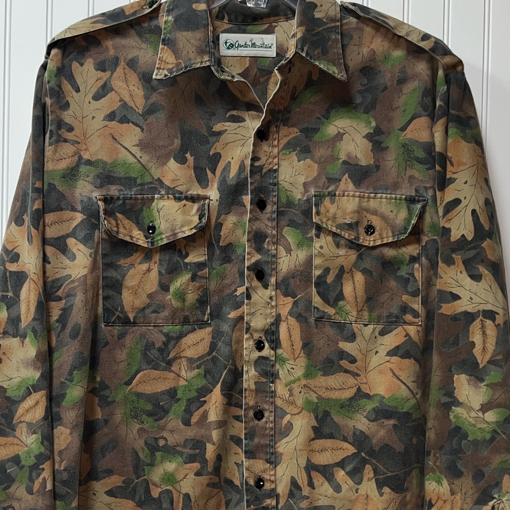 90s Gander Mountain Kelly Cooper Fall Leaves Camo Shirt XXL Vintage